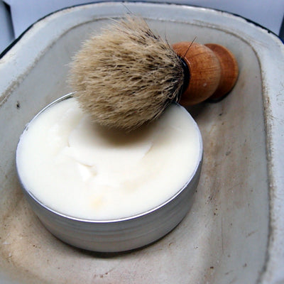 Natural shaving soap + shaving brush combo